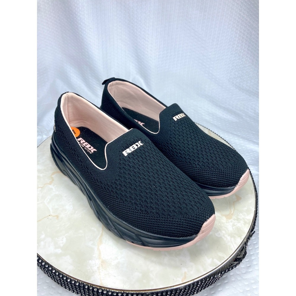 RBX Axon-K Knit Slip On Walking Shoes Womens 11 Black Cushioned Casual Sneakers